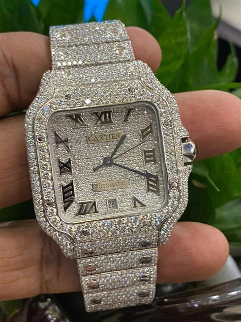 cartier watch iced|cartier watch men's iced out.